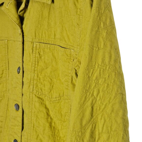 Chicos Size 1 S Yellow Textured Button-Up Jacket Cotton Lightweight Casual Fit - Picture 6 of 9